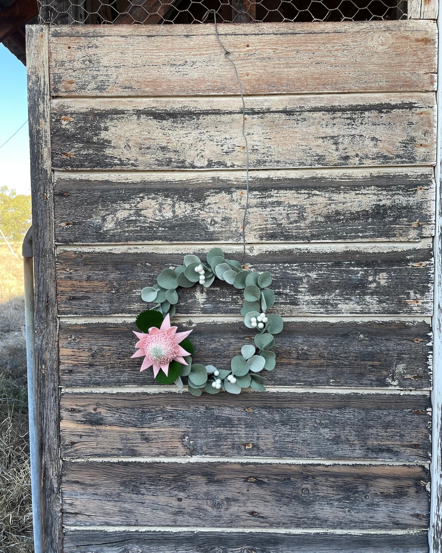 Pink Waratah and Berry Wreath