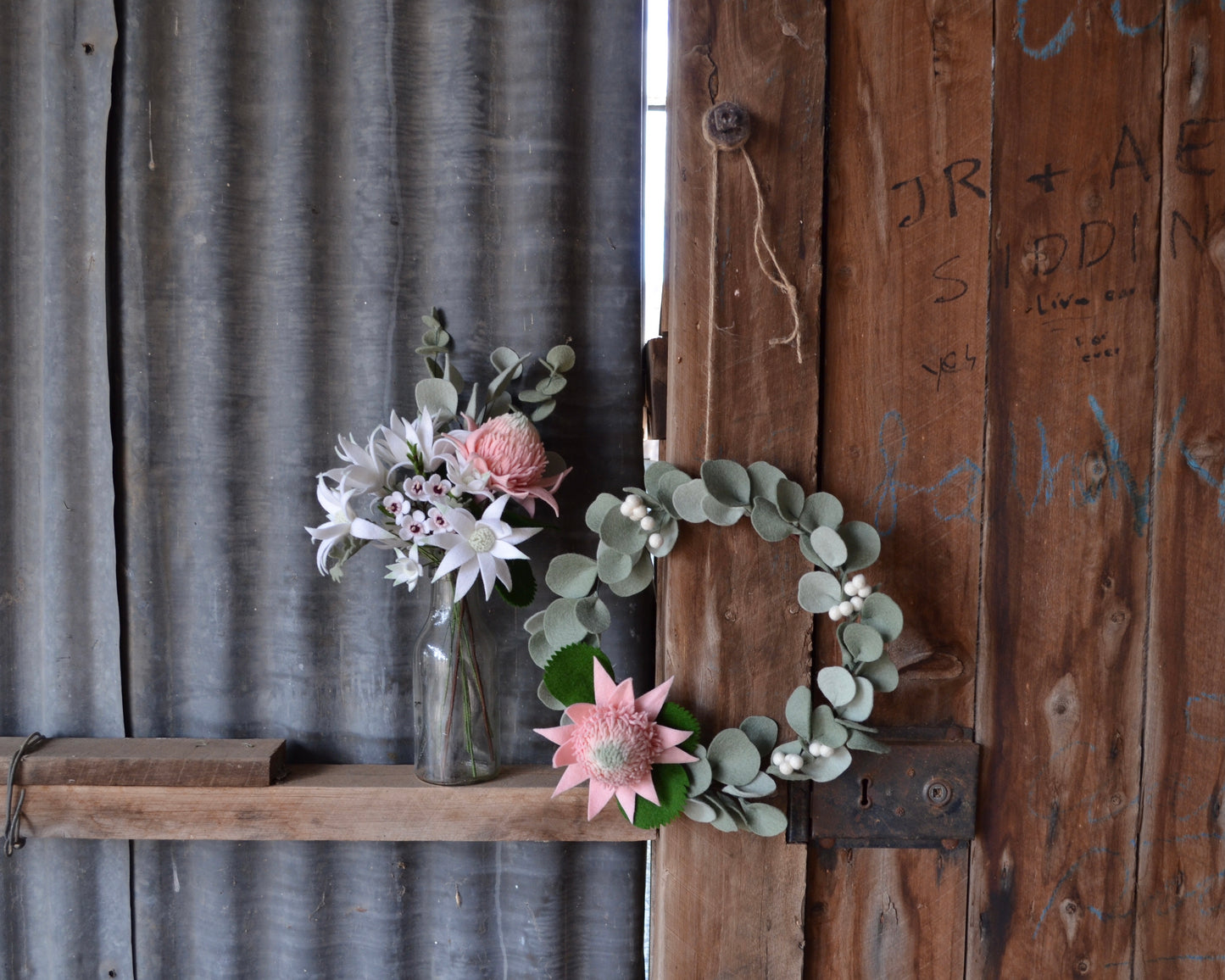 Pink Waratah and Berry Wreath