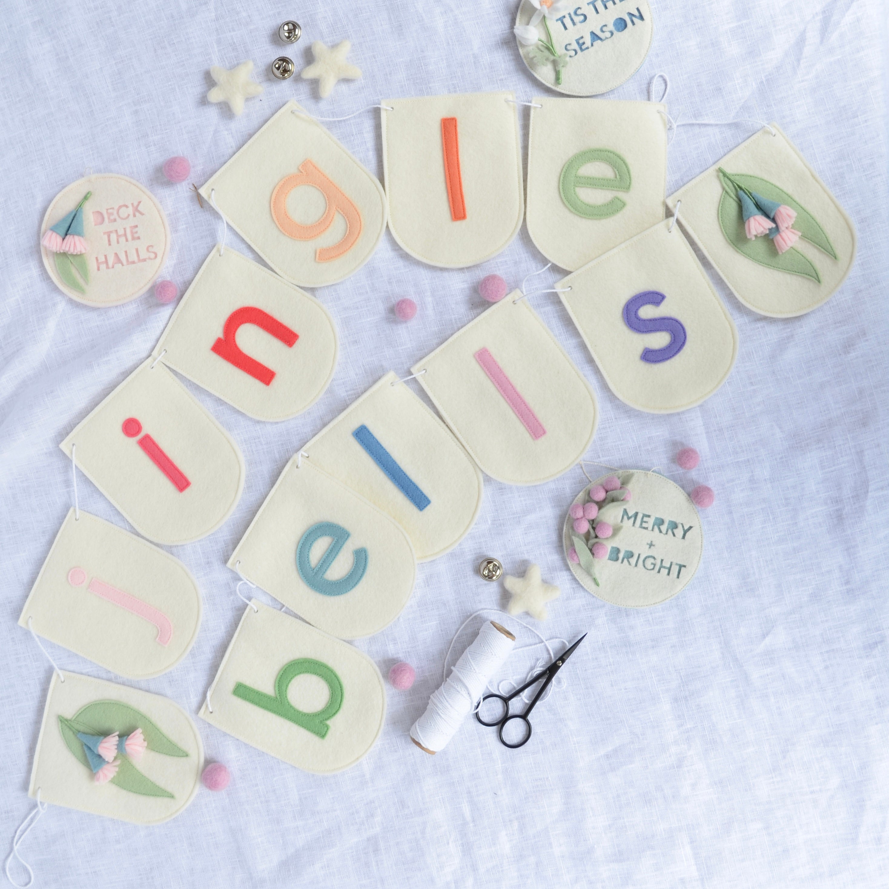 Jingle Bells Letter Garland The Felt Flower Co