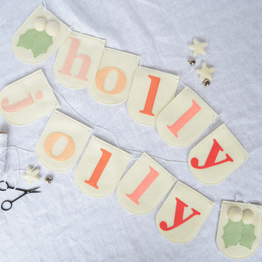 Pastel Pink Holly Jolly Letter Garland